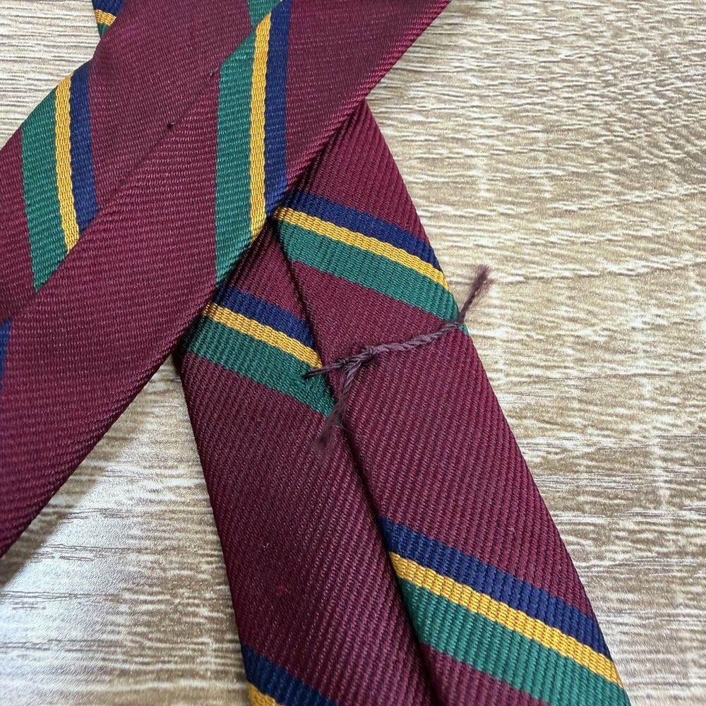 Polo Ralph Lauren Dark Red Repp Stripe Silk Tie Handmade USA Made 57" L | 4" W - Picture 15 of 16